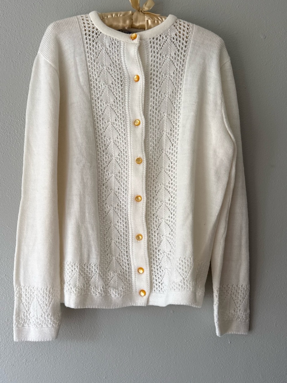 1970s cream cardigan sweater by "Wintuck styled by Rose